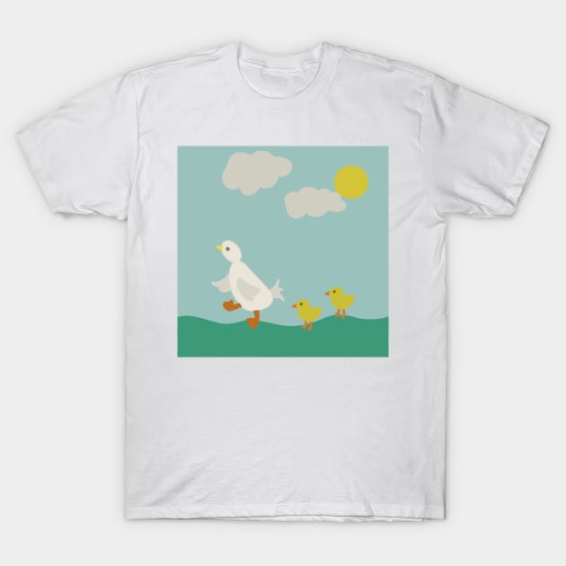 Mama Duck and Babies - Following the Leader T-Shirt by Slightly Unhinged